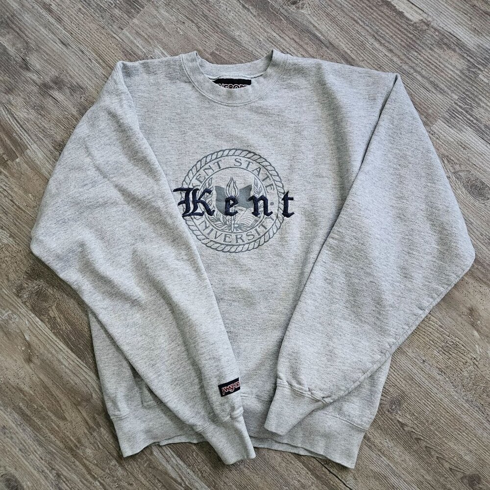 JanSport Kent State University Gray Sweatshirt Size M Vintage Crew Sweatshirt - Picture 7 of 16